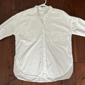 Mango Oversized White Long-Sleeve Button-Up Shirt - Size M